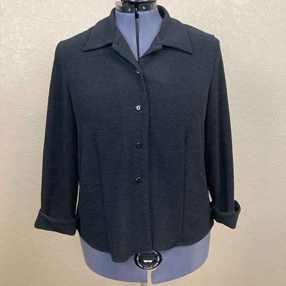 Donna Ricco VTG stretchy crepe jacket w/ open back & cuffed 3/4 sleeves - Picture 2 of 7